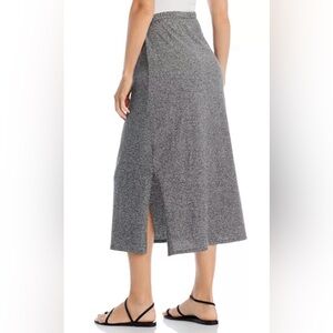 Eileen Fisher XL Midi Skirt Heathered Grey Pull On Organic Cotton Stretch Womens